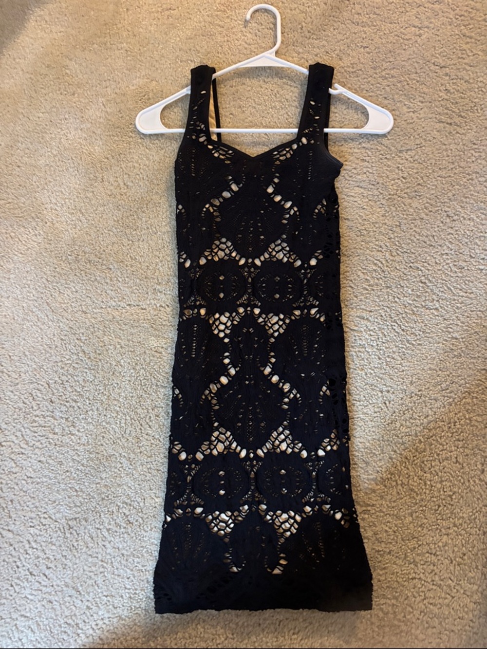 Black Crochet Lace Sleeveless Dress